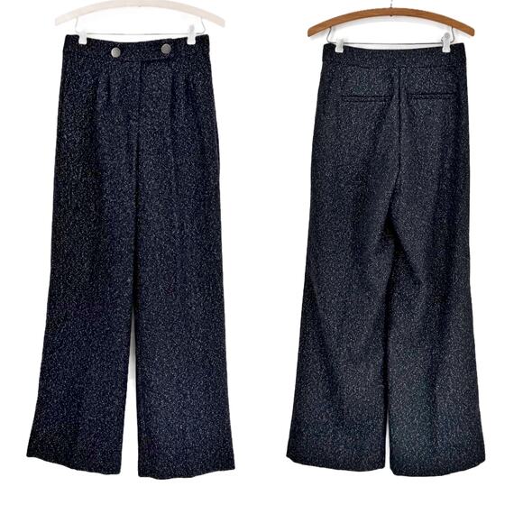 Modcloth High-Waisted Tweed Flannel Wide Leg Trouser Pants Womens 4 - Picture 4 of 11